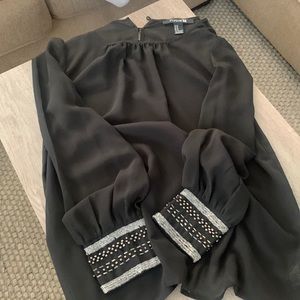 Black Sheer Blouse with beaded cuffs